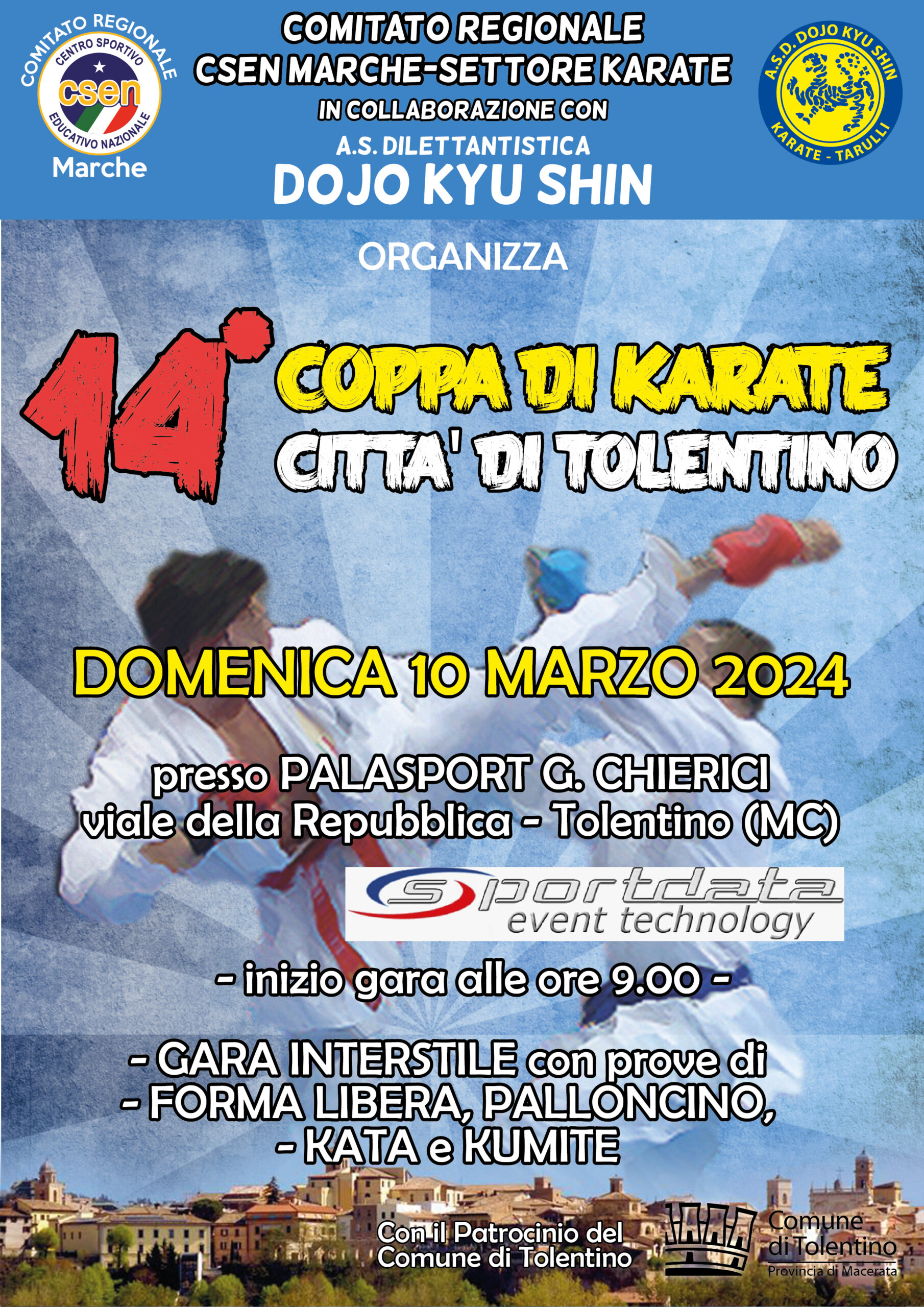 CRMarche Csen Karate: 14^ Coppa di Karate Città di Tolentino – Domenica 10 Marzo 2024.