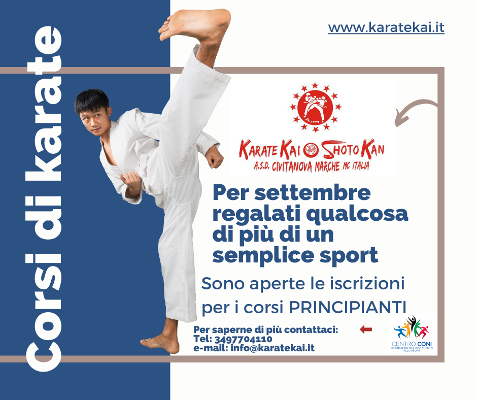 Karate: Sono aperte le iscrizioni, ai nuovi corsi principianti per ragazze/i scuole medie.