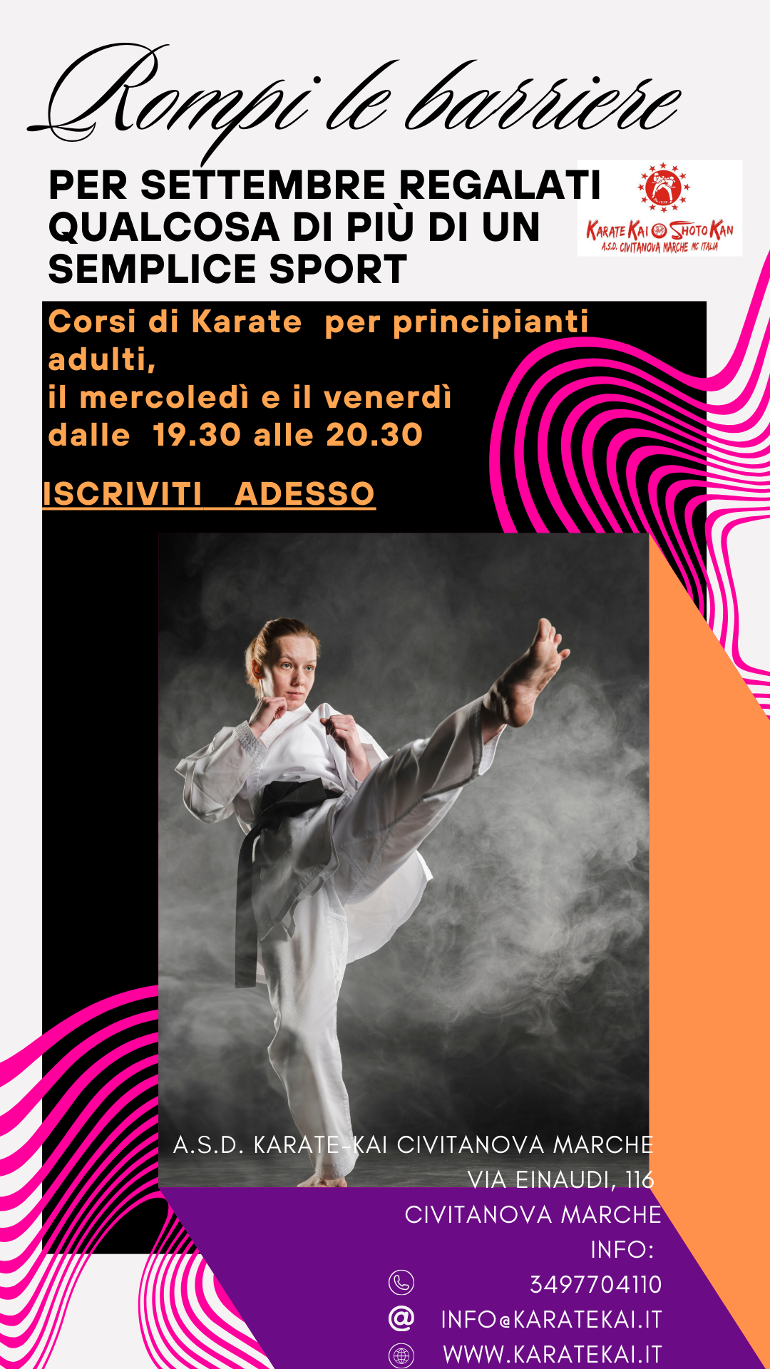 Karate: Sono aperte le iscrizioni ai nuovi corsi adulti.