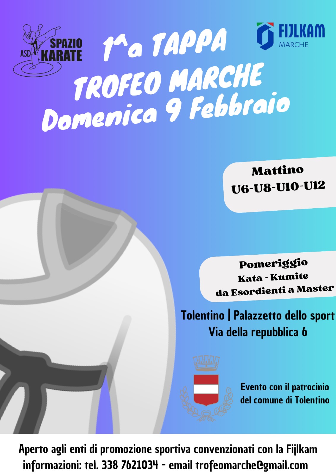 CRMarche Fijlkam karate: 1^ Tappa Trofeo Marche & Gran premio Giovanissimi – Tolentino MC, 09/02/2025.